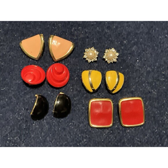 6 Pairs 80’s & 90’s Lot Of Earrings - Picture 1 of 10
